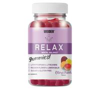 Weider Relax Gummies (40 Gominolas) Sabor Citrus Punch. Gominolas con L-Teanina, L-Triptófano, extractos de Pasiflora y Melisa, Vitamina B6, para ayudar a la relajación. Sin Azúcar. Sin Gluten.