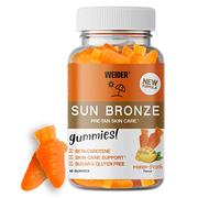 Weider Sun Bronze Gummies (40 Gominolas) Sabor Mango-Melocotón, Gominolas con Betacaroteno, Luteína, Zeaxantina y Vitamina A, Para Potenciar el Bronceado y Mantener la Piel, Sin Azúcar