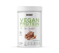Weider Vegan Protein (750g) Chocolate Avellana, Proteína 100% Vegetal de Guisante (Pisane) y Arroz, Con Vitamina B12, Fruta del Monje y Stevia, Sin Azúcar, Sin Gluten, Sin Lactosa, Bote 50% Reciclado