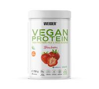 Weider Proteína Vegana Fresa 750 g – 23 g/dosis, Guisante y Arroz, B12, Sin gluten, Sin azúcar