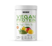 Weider Vegan Protein (750g) Sabor Mango-Matcha. Proteína Vegana 23g/dosis Aislada Guisante (Pisane) y Arroz. Con Vitamina B12 y Stevia. Sin Gluten, Sin Azúcar. Bote 50% Reciclado, 100% Reciclable