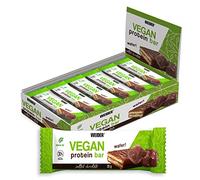 Weider Vegan Protein Bar (12 x 35 g) Sabor Chocolate al toque de Sal, Barrita de Barquillo Crujiente con 30% Proteína Guisante y Arroz, 100% Vegano, Cobertura de Chocolate Negro, Sin aceite de palma