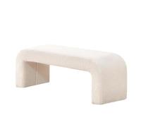 WEIDPHL Banco otomano tapizado Fuzzy Sherpa, Banco otomano al Final de la Cama, Banco tapizado Moderno,taburetes de Banco de tocador para Sala de Estar, Dormitorio, Entrada,Cream White,Small