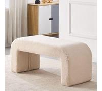 WEIDPHL Banco otomano tapizado Fuzzy Sherpa, Banco otomano al Final de la Cama, Banco tapizado Moderno,taburetes de Banco de tocador para Sala de Estar, Dormitorio, Entrada,Beige,Large