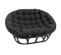 WEIDPHL Cojín Doble para Silla Papasan, Cojín Colgante Tipo Hamaca con Forma De Huevo Y Lazos, Cojín Extragrande De Algodón para Patio Y Jardín Al Aire Libre.,Negro