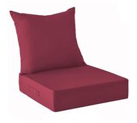 WEIDPHL Juego De 2 Cojines para Patio Exterior, Funda Extraíble, Cojín Profundo para Asiento Y Respaldo, Cojines Impermeables con Correas Ajustables para Jardín.,Wine Red
