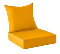 WEIDPHL Juego De 2 Cojines para Patio Exterior, Funda Extraíble, Cojín Profundo para Asiento Y Respaldo, Cojines Impermeables con Correas Ajustables para Jardín.,Amarillo