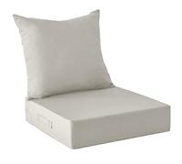 WEIDPHL Juego De 2 Cojines para Patio Exterior, Funda Extraíble, Cojín Profundo para Asiento Y Respaldo, Cojines Impermeables con Correas Ajustables para Jardín.,Gris