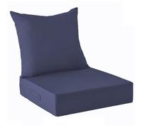 WEIDPHL Juego De 2 Cojines para Patio Exterior, Funda Extraíble, Cojín Profundo para Asiento Y Respaldo, Cojines Impermeables con Correas Ajustables para Jardín.,Navy Blue