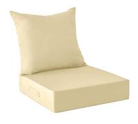 WEIDPHL Juego De 2 Cojines para Patio Exterior, Funda Extraíble, Cojín Profundo para Asiento Y Respaldo, Cojines Impermeables con Correas Ajustables para Jardín.,Beige