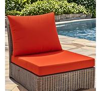 WEIDPHL Juego De Cojines Profundos para Exteriores, Cojines Impermeables para Patio con Cremallera Y Funda Extraíble para Asiento Y Respaldo Profundos para Silla De Patio.,Naranja