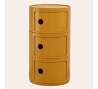 WEIDPHL Mesita De Noche Redonda, Mesita De Noche con 3 Cajones, Mesa Auxiliar, Gabinete De Almacenamiento con Puerta Corredera para Sala De Estar, Dormitorio, Baño,Turmeric