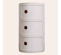 WEIDPHL Mesita De Noche Redonda, Mesita De Noche con 3 Cajones, Mesa Auxiliar, Gabinete De Almacenamiento con Puerta Corredera para Sala De Estar, Dormitorio, Baño,Beige