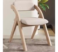 WEIDPHL Silla Plegable Tapizada De Madera con Cojín, Asiento Acolchado De Tela De Lino para Comedor.,Log Beige