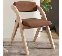 WEIDPHL Silla Plegable Tapizada De Madera con Cojín, Asiento Acolchado De Tela De Lino para Comedor.,Log Coffee