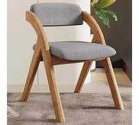 WEIDPHL Silla Plegable Tapizada De Madera con Cojín, Asiento Acolchado De Tela De Lino para Comedor.,Teak Gray