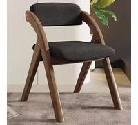 WEIDPHL Silla Plegable Tapizada De Madera con Cojín, Asiento Acolchado De Tela De Lino para Comedor.,Walnut Black