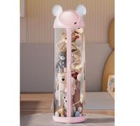 WEIDPHL Tubo De Almacenamiento Vertical Transparente para Animales De Peluche con Cremallera, Tubo De Exhibición Transparente, Organizador De Caja De Almacenamiento De Juguetes,Rosado