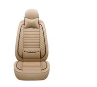 WEIFANAA Fundas Asiento Coche para Ford para Focus para Mondeo para Wing para Tiger para Lavida 5 Asientos Cubierta De Asiento De Cuero De Coche Todo Incluido(Beige with Pillow)