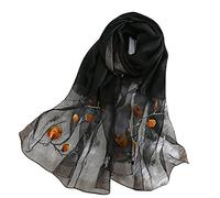 WEIGEER Bufanda de seda para mujer satinada natural pura hijab fina máscaras de seda de lujo para personas mayores hechas a mano bufanda Negro muselina loto playa
