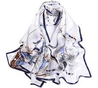 WEIGEER Silk Scarf Ladies Silk Chiffon Shawl Navy Blue Neckerchief Long Head Wrap Thin Scarf Beach Women Hijab Belt bufanda fina para playa cinturón de hijab vintage pañuelo de gasa
