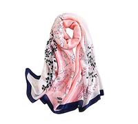 WEIGEER Silk Scarf Women Bufanda de seda para mujer chal de gasa bufanda de loto pañuelo para delgada playa cinturón de hiyab chal de novia bufanda de gasa (Pink)