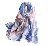 WEIGEER Silk Scarf Women Bufanda de seda para mujer chal de gasa bufanda de loto pañuelo para delgada playa cinturón de hiyab chal de novia bufanda de gasa (Azul Y Gris)