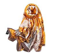 WEIGEER Silk Scarf Women Bufanda de seda para mujer chal de gasa bufanda de loto pañuelo para delgada playa cinturón de hiyab chal de novia bufanda de gasa (Yellow)