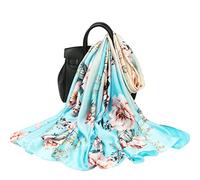 WEIGEER Silk Scarf Women Bufanda de seda para mujer chal de gasa bufanda de loto pañuelo para delgada playa cinturón de hiyab chal de novia bufanda de gasa (azul mariposa)