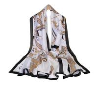 WEIGEER Silk Scarf Women Bufanda de seda para mujer chal de gasa bufanda de loto pañuelo para delgada playa cinturón de hiyab chal de novia bufanda de gasa (White-chain)