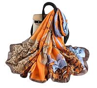 WEIGEER Silk Scarf Women Bufanda de seda para mujer chal de gasa bufanda de loto pañuelo para delgada playa cinturón de hiyab chal de novia bufanda de gasa (Orange)