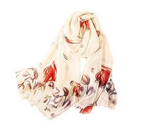 WEIGEER Silk Scarf Women Écharpe en soie pour femmes Foulard en mousseline Bufanda Chiffon Shawl Panuelo de seda Stain Neckerchief Head Wraps Beach Shawl Vintage Painting pañuelo de gasa (Blanco)