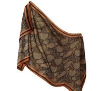 WEIGEER Silk Scarf Women Orange Shawl Stain Neckerchief Head Wrap Thin Beach Scarf Vintage Bridal Shawl Chiffon Muslim Colorful Cloth Christmas L189/W90 (Marrón.)