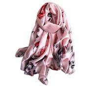 WEIGEER Silk Scarf Women Orange Shawl Stain Neckerchief Head Wrap Thin Beach Scarf Vintage Bridal Shawl Chiffon Muslim Colorful Cloth Christmas L189/W90 (Pink Lotus)