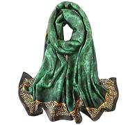WEIGEER Silk Scarf Women Orange Shawl Stain Neckerchief Head Wrap Thin Beach Scarf Vintage Bridal Shawl Chiffon Muslim Colorful Cloth Christmas L189/W90 (Green)