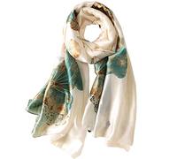 WEIGEER Silk Scarf Women Orange Shawl Stain Neckerchief Head Wrap Thin Beach Scarf Vintage Bridal Shawl Chiffon Muslim Colorful Cloth Christmas L189/W90 (Lotus)