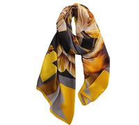 WEIGEER Silk Scarf Women Orange Shawl Stain Neckerchief Head Wrap Thin Beach Scarf Vintage Bridal Shawl Chiffon Muslim Colorful Cloth Christmas L189/W90 (Dorado.)