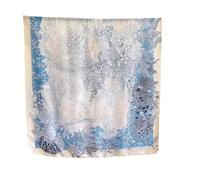 WEIGEER Silk Scarf Women Orange Shawl Stain Neckerchief Head Wrap Thin Beach Scarf Vintage Bridal Shawl Chiffon Muslim Colorful Cloth Christmas L189/W90 (Azul Blanco)