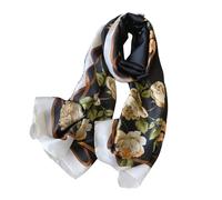 WEIGEER Silk Scarf Women Shawl Leaf Scarf Stain Neckerchief Head Wrap Thin Scarf Ladies Beach Scarf Vintage Bridal Shawl Chiffon Scarf Muslim Colorful Cloth (Grey Cashew)