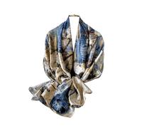 WEIGEER Silk Scarf Women Shawl Leaf Scarf Stain Neckerchief Head Wrap Thin Scarf Ladies Beach Scarf Vintage Bridal Shawl Chiffon Scarf Muslim Colorful Cloth (Kapok Azul)