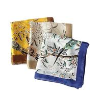 WEIGEER Silk Scarf Women Shawl Stain Neckerchief Head Wrap Thin Ladies Beach Vintage Bridal Shawl Chiffon Muslim Colorful Cloth (Costuras Beige)