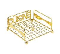 Weighted-Arm Napkin Holder, Black and Gold Metal Design, Decorative Tabletop Paper Organizer, Elegant Storage Solution for Kitchen Dining Room Office Farmhouse and Patio, 7.09 x 7.09 x 2.76-Inch