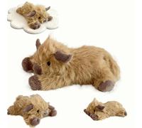 Weighted Highlands Cow Plush for 35/45 CM,weighted highland cow with heated pad,Cute Cartoon Highland Cow Cuddly Toy,HighlandCow Plush for Boys & Girls, Birthday, Christmas & Easter Present-35cm