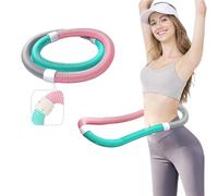 Weighted Soft Hula Circle for Adults - 3.3lb Foldable Fitness Hoop, Portable Home Gym Adults Body Waist Slimming Exercise Equipment for Home & Outdoor Workouts (M,Pink Gray Green)