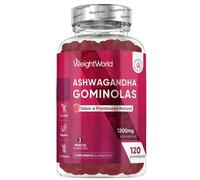 Ashwagandha Gominolas 1200mg - 120 Gomitas Veganas con Sabor a Frambuesa - Suplemento Ayurveda de la Withania Somnifera, Sin Gluten ni OGM para 2 Meses de Suministro