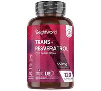 Trans Resveratrol + Quercetina 550 mg 120 cápsulas Suplemento Antienvejecimiento y Apoyo para el Sistema Inmune
