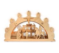 WEIGLA - LED Houten Kerstboog Houten Kerstboog Wild West Saloon I Verlichte Kerstversiering uit het Ertsgebergte I Handgemaakt in Duitsland I 7 lampjes + 1 reservelampje I 7x34V, 0,2 W, E10
