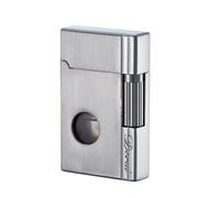 WeiGuangDu Encendedor de butano con Ventana de Combustible Visible, Encendedor de Encendido con Rodillo Lateral abatible de Metal, Llama Recargable y Ajustable, for Hombres(Silver)