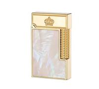 WeiGuangDu Men's Vintage-Style Brass Flip-Top Lighter; Produces a Crisp, Pleasing Sound When Opened; Refillable; Suitable as a Gift or for Home Use (Fuel Not Included).(White)
