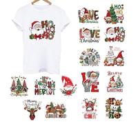Weihnachts-Aufkleber zum Basteln - 15 Stück Hirschbaum-Aufkleber, zum Aufbügeln, Wärmeübertragung Auf T-Shirts, Weihnachtstransfers Aufbügel für Stoff, T-Shirt, Stoff, Handtuch, Winter,